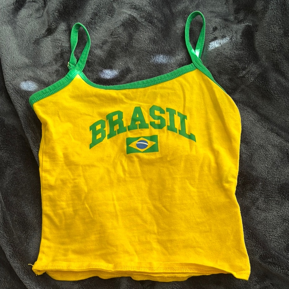 Yellow and Green Brasil Women's Top